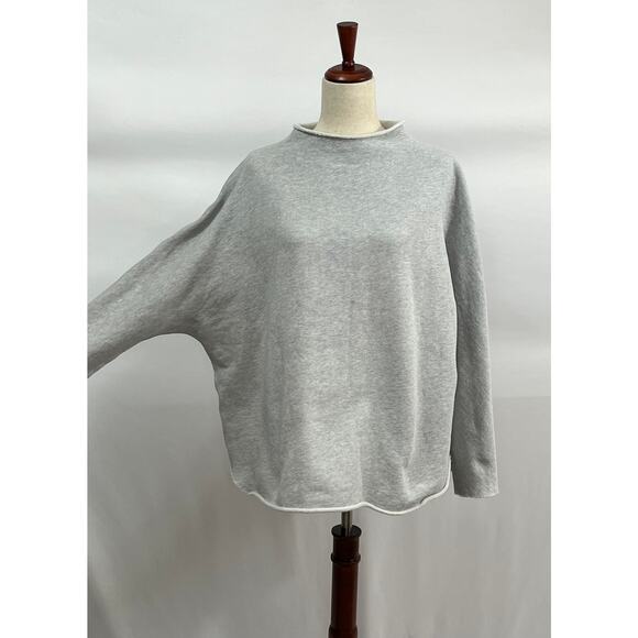 FRANK & EILEEN Sz L Large Gray Effie Funnel Neck Capelet Sweatshirt Top - Picture 5 of 12